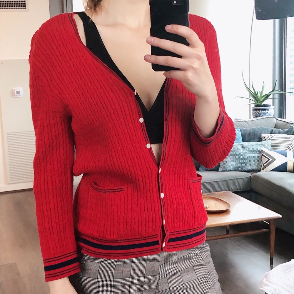 <SOLD> Ralph Lauren knitted cardigan pockets blue